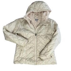 Columbia Copper Crest Women's Quilted Long Hooded Jacket Coat Cream L